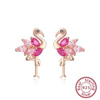 Ohrringe Ohrstecker Flamingo 925er Sterling Silber