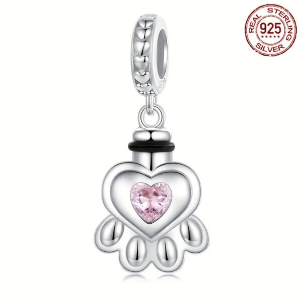 Monello Ascheschmuck Anhänger Chram Herz Pfote 925er Sterling Silber