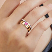 Ring Set 3er Set Boho Goldringe mit Herz Zirkon