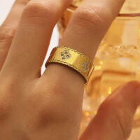 Ring Cloverleaf 18 K Vergoldet mit Strass