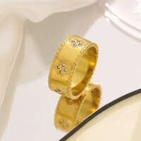 Ring Cloverleaf 18 K Vergoldet mit Strass