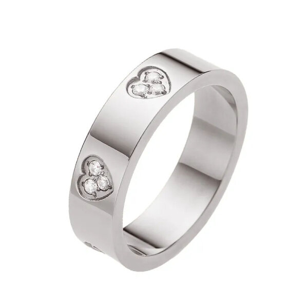 Ring Ella Herzchen Strass 6 mm breit Titanstahl