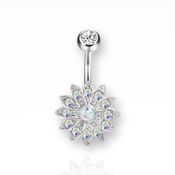 Baunabelpiercing Shining Flower I Titanstahl